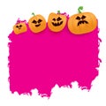 Halloween web pink grunge Banner or poster with Halloween scary pumpkins isolated on white background . Funky kids Royalty Free Stock Photo