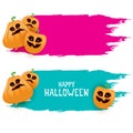 Halloween web pink grunge Banner or poster with Halloween scary pumpkins isolated on white background . Funky kids Royalty Free Stock Photo