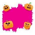 Halloween web pink grunge Banner or poster with Halloween scary pumpkins isolated on white background . Funky kids Royalty Free Stock Photo