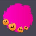 Halloween web grunge pink Banner or poster with Halloween scary pumpkins isolated on grey background . Funky kids