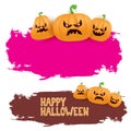 Halloween web pink grunge Banner or poster with Halloween scary pumpkins isolated on white background . Funky kids Royalty Free Stock Photo