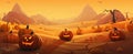 Halloween website banner background , card, poster, pumpkin lantern, yellow and orange background