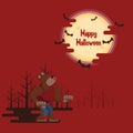 Halloween werewolf howling under the moon Royalty Free Stock Photo