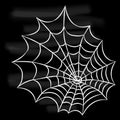 Halloween white spider web isolated on black background. Royalty Free Stock Photo