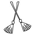 Halloween witch brooms isolated icon