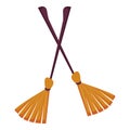 Halloween witch brooms isolated icon