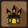 Halloween, witch castle icon, flat style Royalty Free Stock Photo