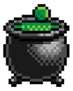 Halloween Witch Cauldron Pixel Art Game Icon