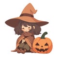 halloween witch cute with pumpkin