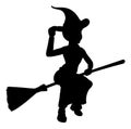 Halloween Witch Flying On Broomstick Silhouette Royalty Free Stock Photo