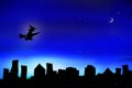 Halloween Witch flying over City Royalty Free Stock Photo