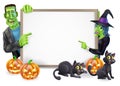 Halloween Witch and Frankenstein Banner Royalty Free Stock Photo