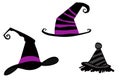 Halloween witch hat on white background