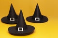Halloween Witch Hats orange background Royalty Free Stock Photo