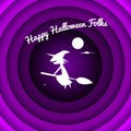 Halloween Witch in layered purple circle