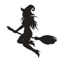 Halloween witch monochrome silhouette sticker