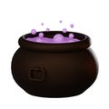 Halloween witch pot 3D icon isolate white background