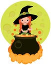 Halloween witch preparing potion