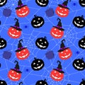 Halloween Witch Pumpkin Seamless Pattern