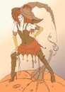 Halloween witch with the pumpkin