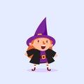 Halloween Witch shouting Girl in a witch costume Isolated object Vector illustration