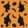 Halloween witch silhouettes set