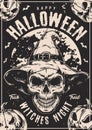 Halloween witch vintage monochrome flyer Royalty Free Stock Photo