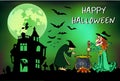 Halloween witches brew that potion, poster, colorful illustration Royalty Free Stock Photo