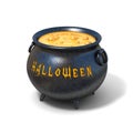 Halloween witches cauldron 3d illustration