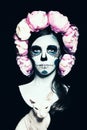 Halloween Woman with Sugar Skull Makeup Royalty Free Stock Photo
