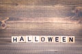 Halloween. Wooden letters on the office desk