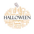 Halloween word cloud concept in Pumpkin Shape Royalty Free Stock Photo