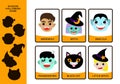 Halloween Worksheet. Set of Monsters. Witch, Little Witch, Werewolf, Black Cat, Dracula and Frankenstein. Education