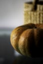 Halloween yellow pumpkin with dark background seasonal