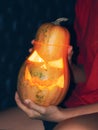 Halloween yellow pumpkin that glows.