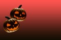 Halloween yellow scary pumpkins with red eyes 3d render