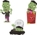 Halloween zombie cartoon action set