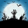 Halloween zombie hands in front of full moon Royalty Free Stock Photo