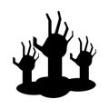 Halloween zombie hands silhouette style icon vector design Royalty Free Stock Photo