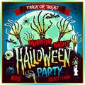 Halloween Zombie Party Poster. Vector illustration. horror night