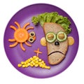 Halloween zombie and spider made of bread vegetables Royalty Free Stock Photo