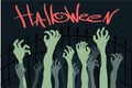 Halloween zombies hand in a graveyard Vector cartoon illustration Royalty Free Stock Photo