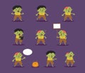 Halloween zombie, revived dead, set vector ghouls, collection funny characters