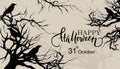 Happy halloween died tree silhouette background. Royalty Free Stock Photo