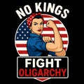 No Kings Fight Oligarchy Patriotic Rosie the Riveter Feminist Power American Flag Protest Design Royalty Free Stock Photo