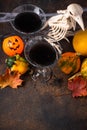 Halloweens spooky drink black martini cocktail Royalty Free Stock Photo