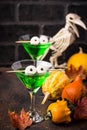 Halloweens spooky drink green martini cocktail Royalty Free Stock Photo