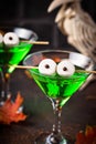 Halloweens spooky drink green martini cocktail Royalty Free Stock Photo