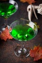 Halloweens spooky drink green martini cocktail Royalty Free Stock Photo