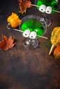 Halloweens spooky drink green martini cocktail Royalty Free Stock Photo